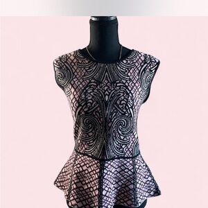 BCBGMaxAzria Black and Pink Patterned Blouse